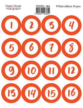 Set of stickers 16 pcs Orange numbers #364