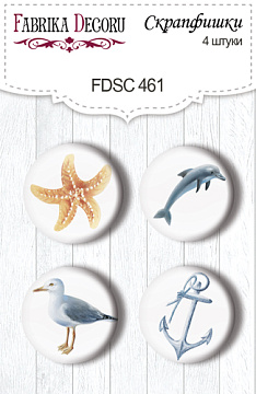 Set of 4pcs flair buttons for scrabooking Memories of the sea #461