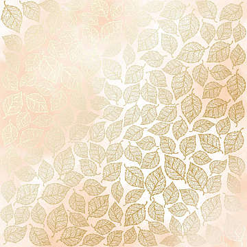Sheet of single-sided paper with gold foil embossing, pattern Golden Leaves mini, color Beige watercolor