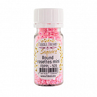 Sequins Round rosettes mini, pink with iridescent nacre, #505