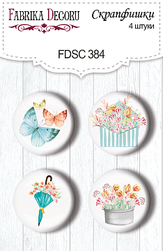 Set of 4pcs flair buttons for scrabooking Scent of spring 1 #384