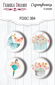 Set mit 4 Stk. Flair Buttons für Scrapbooking Frühlingsduft 1 #384