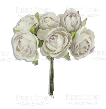  Bouquet of peony bud white with violet, 6pcs