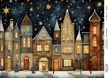 Decoupage card «Christmas houses-014» #000864, 21cm x 29,7cm