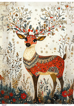 Decoupage Card "Christmas Reindeer-1", #0879, 29.7x42cm