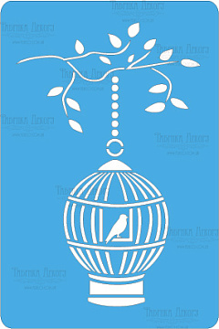 Stencil mini for crafts 15x10cm "Bird in a cage 1" #151_1