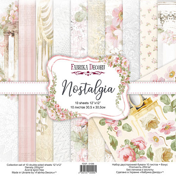 Double-sided scrapbooking paper set Nostalgia 12"x12", 10 sheets