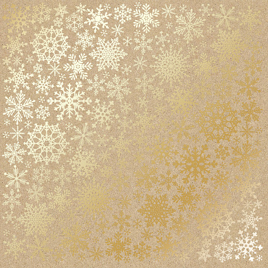 лист односторонней бумаги с фольгированием, дизайн golden snowflakes kraft, 30,5см х 30,5 см