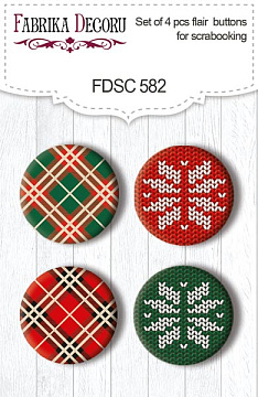 Set of 4pcs flair buttons for scrabooking Bright Christmas #582
