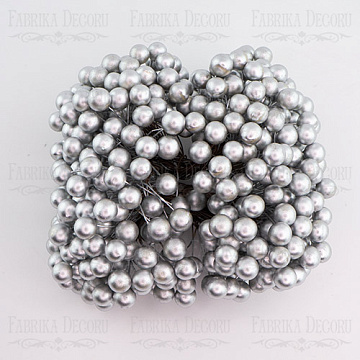 Set of lacquer guelder rose berries, Silver, 20pcs