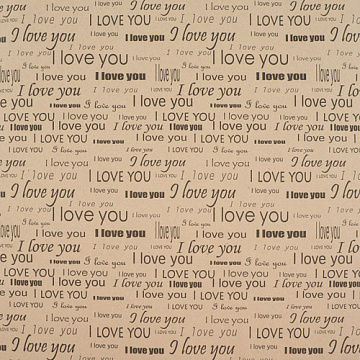 Kraft paper sheet 12"x12" Lettering I love you