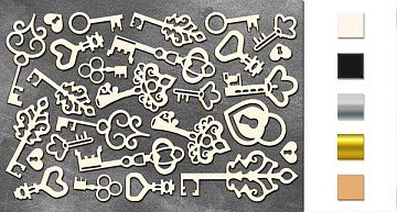 Chipboard embellishments set, "Keys" #014