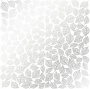 Sheet of single-sided paper embossed with silver foil, pattern Silver Leaves mini, color White 12"x12" 