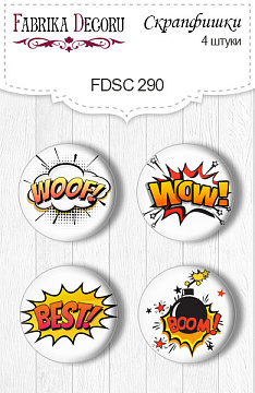Set mit 4 Flair-Buttons zum Scrapbooking "Cool Teens" #290