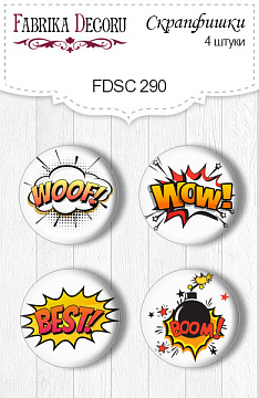 Set mit 4 Flair-Buttons zum Scrapbooking "Cool Teens" #290