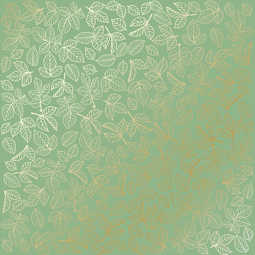 Einseitig bedruckter Papierbogen mit Goldfolienprägung, Muster "Goldene Rosenblätter, Farbe Avocado"