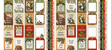 Set of stripes with pictures for decoration Winter botanical diary