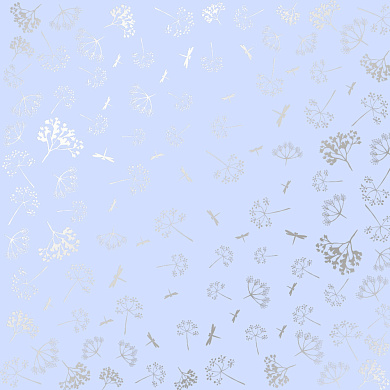 лист односторонней бумаги с серебряным тиснением, дизайн silver dill purple, 30,5см х 30,5см