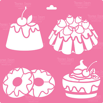 Stencil for decoration XL size (30*30cm), Cakes #045