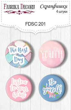 Set of 4pcs flair buttons for scrabooking "Believe in miracle" EN #201