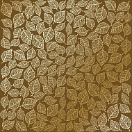 Sheet of single-sided paper embossed by golden foil Golden Leaves mini, color Milk chocolate