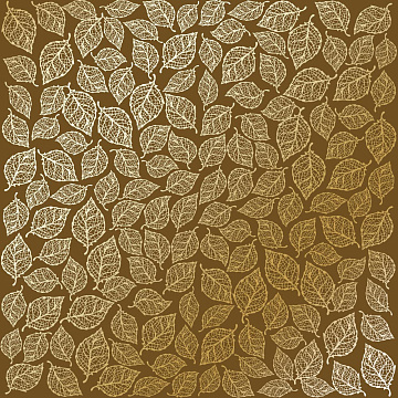 Sheet of single-sided paper with gold foil embossing, pattern Golden Leaves mini, color Milk chocolate