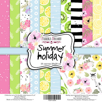 Doppelseitiges Scrapbooking-Papierset Sommerferien 20 cm x 20 cm, 10 Blätter