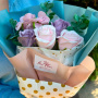 Bouquet in a design wrap “Delicate pink with vintage purple” - 1