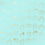 Blatt aus einseitigem Papier mit Goldfolienprägung, Muster Golden Flamingo Turquoise, 12"x12"