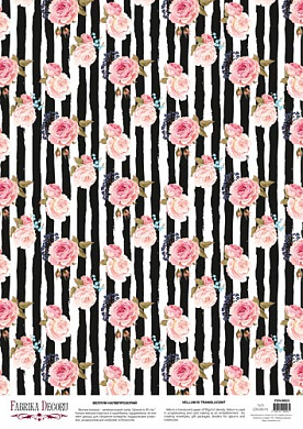 deco vellum colored sheet roses in stripes, a3 (11,7" х 16,5")