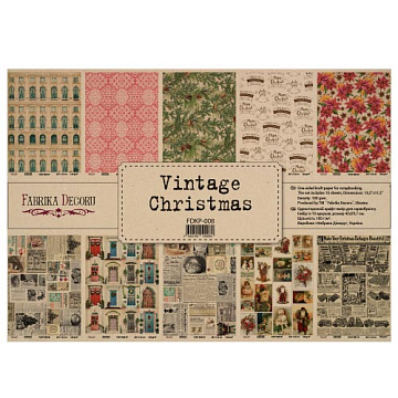 Set of one-sided kraft paper for scrapbooking Vintage Christmas, 16,5’’x11,5’’, 10 sheets