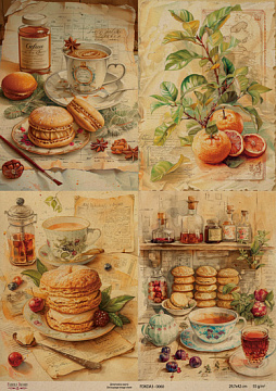 Kraftowy papier do decoupage, 29,7x42 cm, „Botany Vintage”, #0060