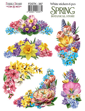Set of stickers 6 pcs Spring Botanical story #387