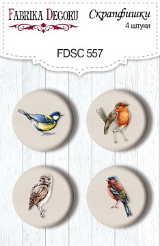 Set mit 4 Flair-Buttons zum Scrapbooking Forest Life #557