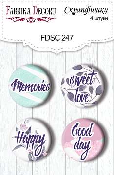 Set of 4pcs flair buttons for scrabooking "Mysterious garden" EN #247