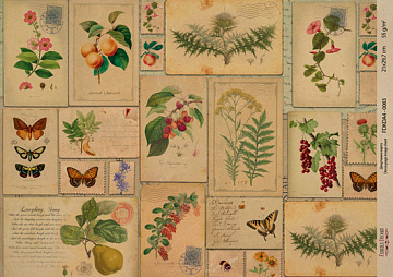 Kraft decoupage paper, 21x29,7cm, “Botanica Vintage”, #0083