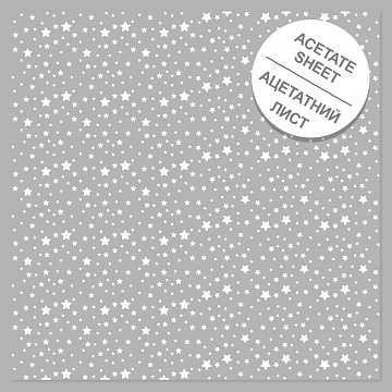 Acetate sheet with white pattern White Stars 12"x12"