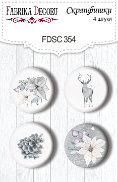 4er-Set Flair-Buttons zum Scrapbooking "Wintermelodie 2" #354