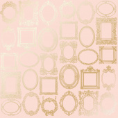 лист односторонней бумаги с фольгированием, дизайн golden frames peach, 30,5см х 30,5см