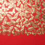 Piece of PU leather with gold stamping, pattern Golden Butterflies Red, 50cm x 25cm - 1