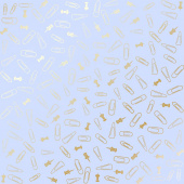 лист односторонней бумаги с фольгированием, дизайн golden drawing pins and paperclips, purple, 30,5см х 30,5см