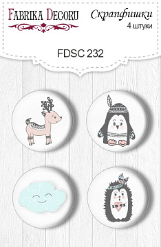 Set of 4pcs flair buttons for scrabooking "Scandi Baby Boy" #232