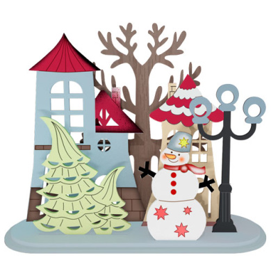 diy wooden coloring set, desk composition "winter town", #030 - 2