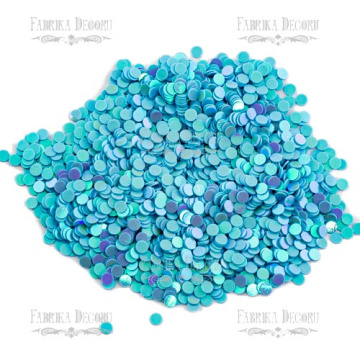 Sequins Round flat, blue with iridescent nacre, #416 - 2