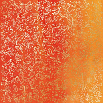 Einseitig bedruckter Papierbogen mit Goldfolienprägung, Muster "Goldene Rosenblätter, Farbe Gelb-Orange Aquarell"