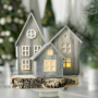 Bausatz für Holzkreativität und Färbung, Weihnachtshäuser mit Lichtern, #026