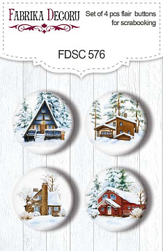 Set of 4pcs flair buttons for scrabooking Country winter #576