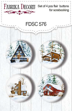 4er-Set Flair-Buttons für Scrapbooking Country Winter #576