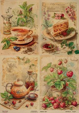 Kraftowy papier do decoupage, 29,7x42 cm, „Botany Vintage”, #0057