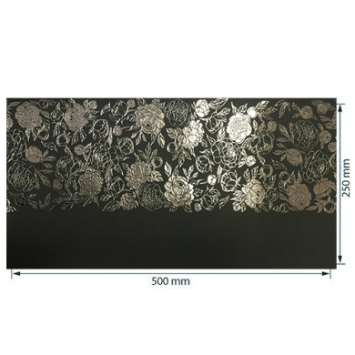 отрез кожзама с тиснением серебряной фольгой, дизайн silver peony passion, color black, 50см х 25см - 2 отрез кожзама с тиснением серебряной фольгой, дизайн silver peony passion, color black, 50см х 25см - 2